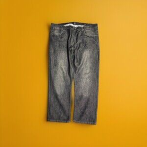 PD&C Jeans Mens 42x30 Black Medium Wash Denim 5-Pocket Zip Fly Casual